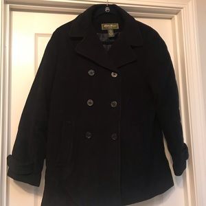 EUC Navy Wool Pea Coat Eddie Bauer Petite Medium
